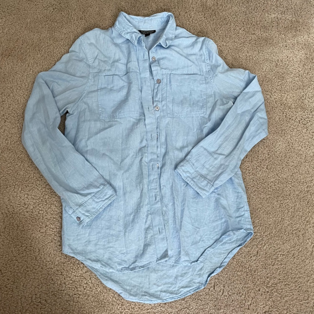 Topshop Light Blue Button-Down Shirt